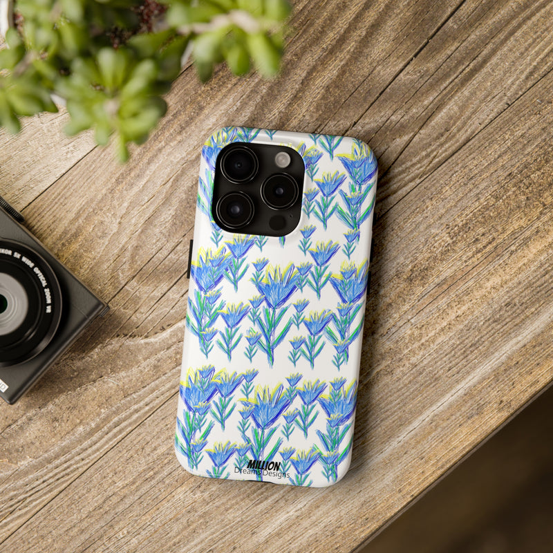 Blue Flower AOP Tough Phone Case