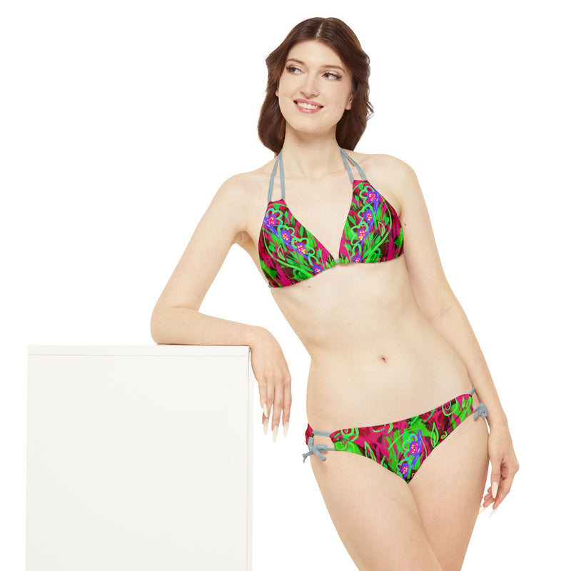 Leafs Neon & Tye Dye Strappy Bikini Set (AOP)