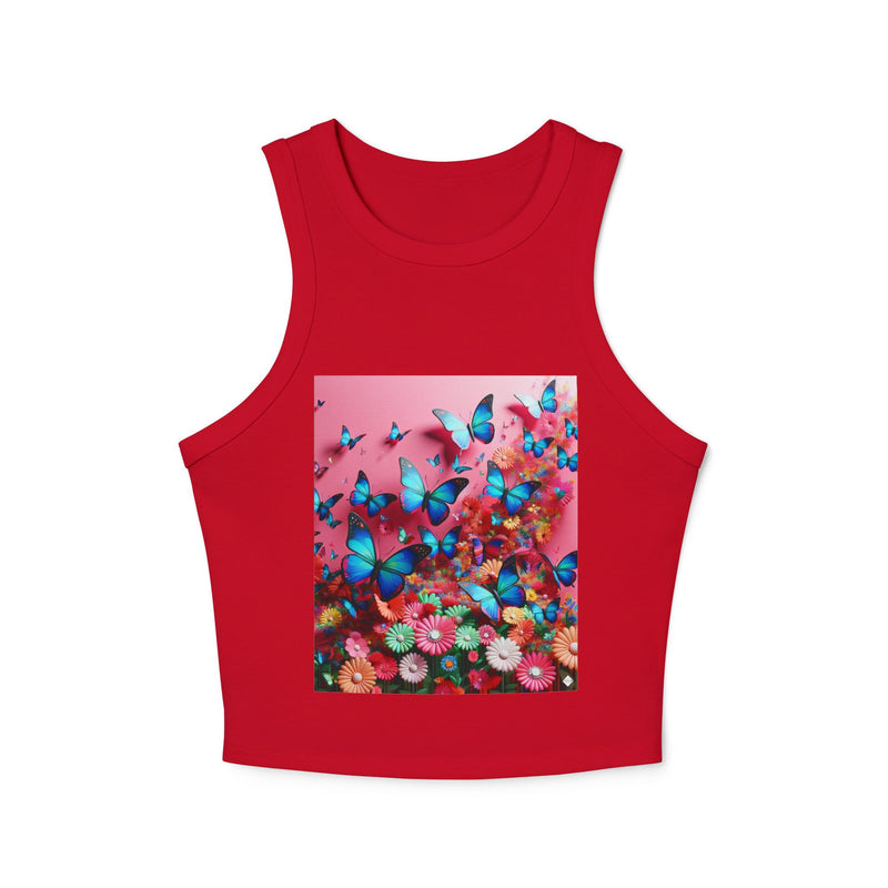 Butterflies In Pink Women's Micro Rib Racer Tank Top