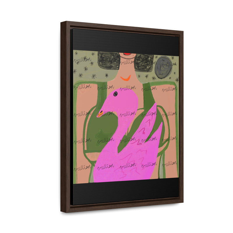 Lady & Flamingo Vertical Frame