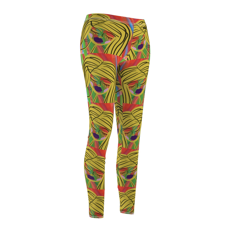 Cute Face Design  Women's Cut & Sew Casual Leggings (AOP)