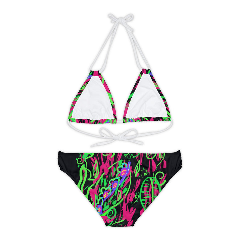 Leafs Neon Strappy Bikini Set (AOP)