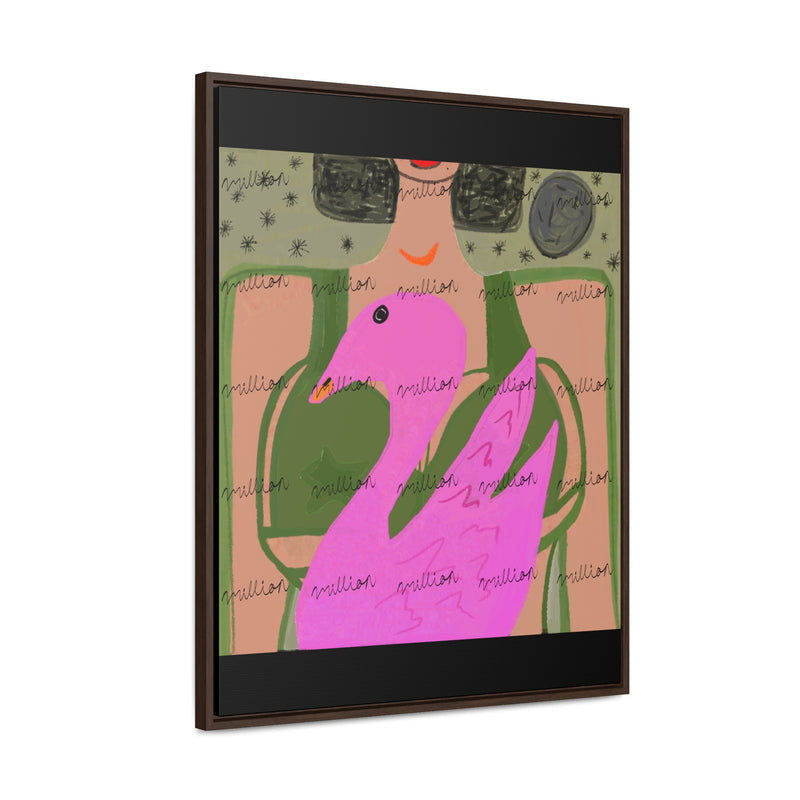 Lady & Flamingo Vertical Frame