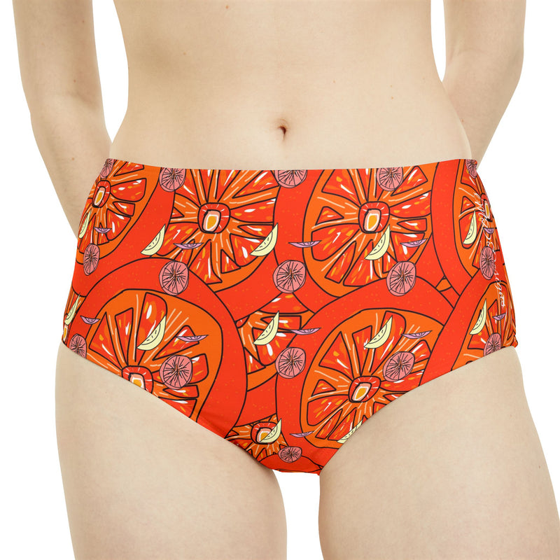 Tangie Orange 2.0 High-Waist Hipster Bikini Bottom (AOP)