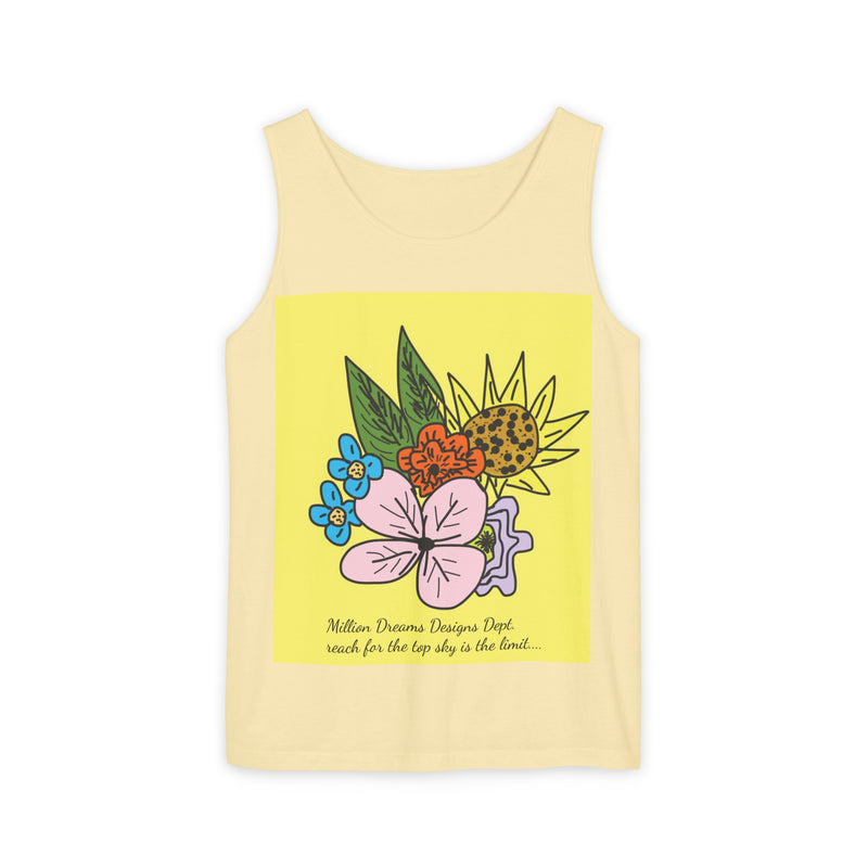 Yellow Flora Unisex Garment-Dyed Tank Top