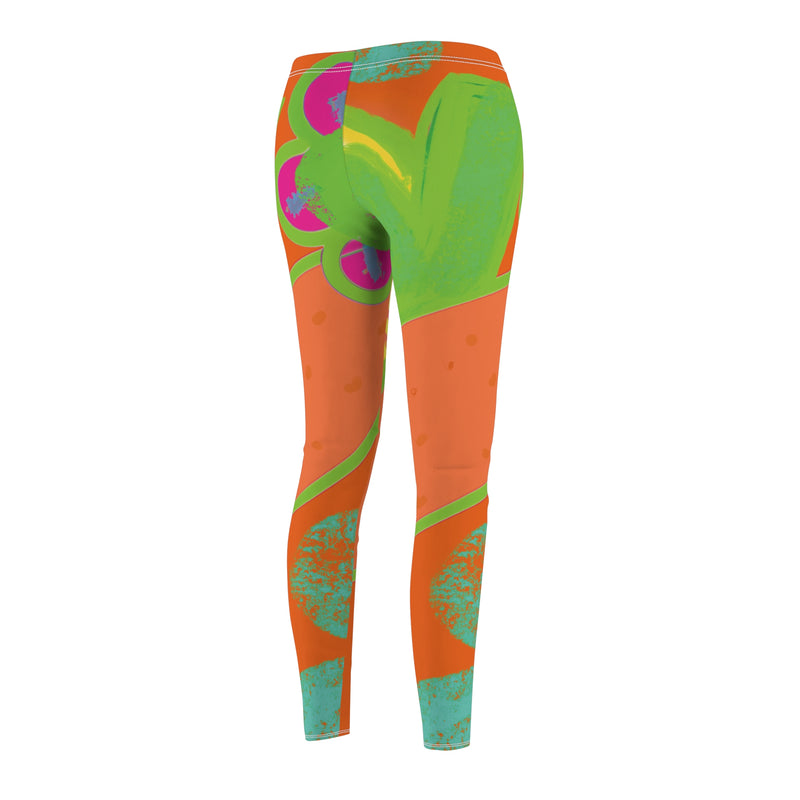 Neon Beach Vibes Women's Cut & Sew Casual Leggings (AOP)