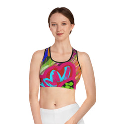 Abstract Frenzy Print Sports Bra (AOP)