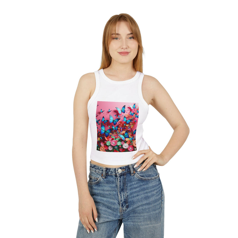 Butterflies In Pink Women's Micro Rib Racer Tank Top