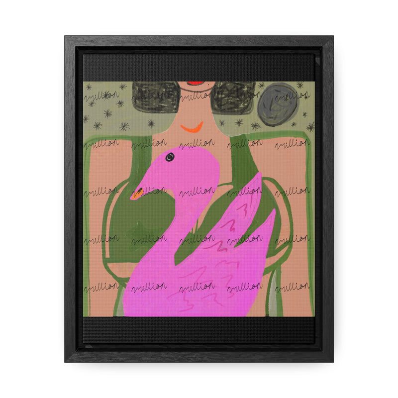 Lady & Flamingo Vertical Frame