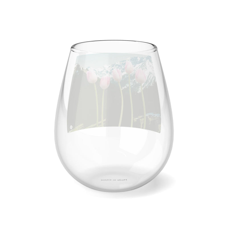 Mountain & Roses Stemless Wine Glass, 11.75oz