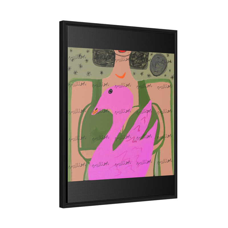 Lady & Flamingo Vertical Frame