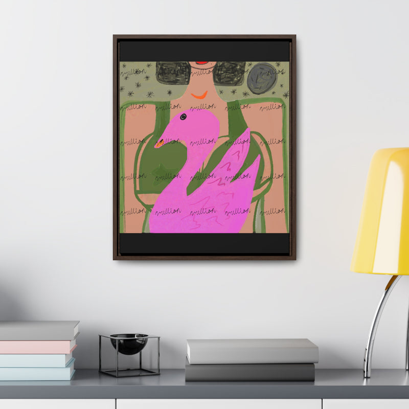 Lady & Flamingo Vertical Frame