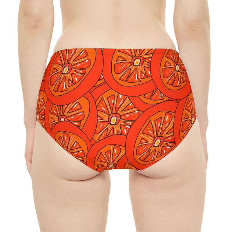 Tangie Orange High-Waist Hipster Bikini Bottom (AOP)