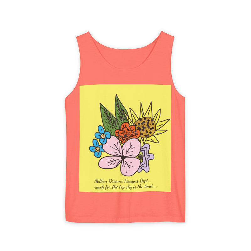 Yellow Flora Unisex Garment-Dyed Tank Top