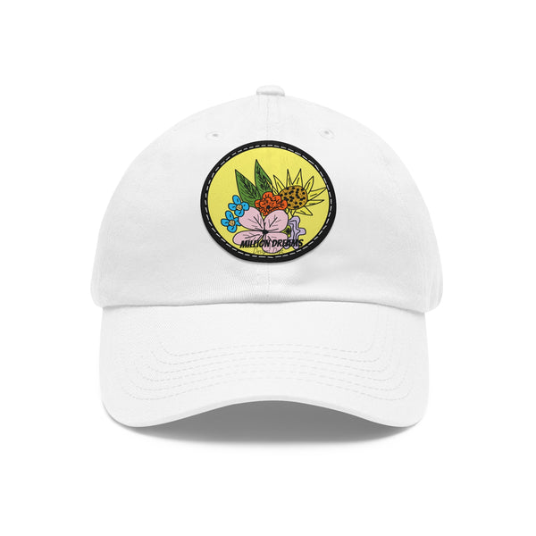 Yellow Flora  Hat with Leather Patch (Round)