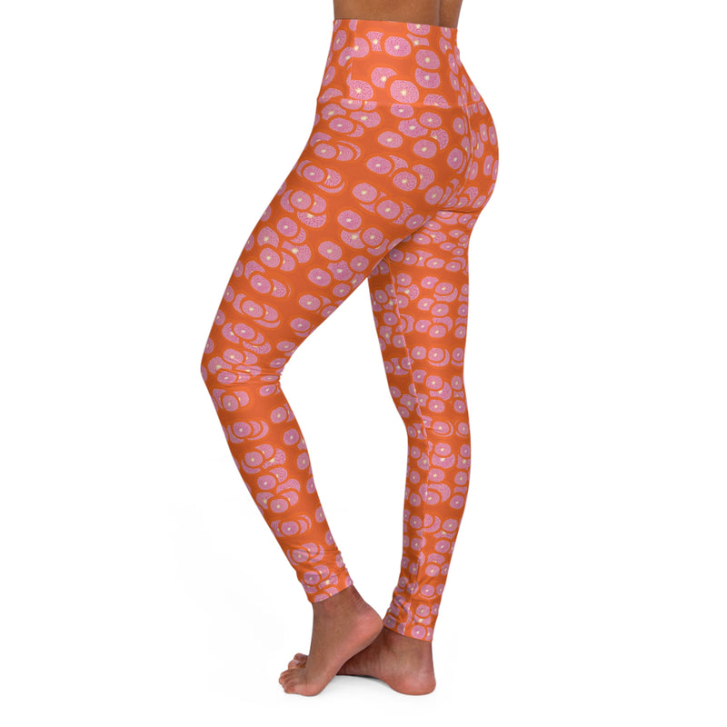 Grapefriut Print High Waisted Yoga Leggings