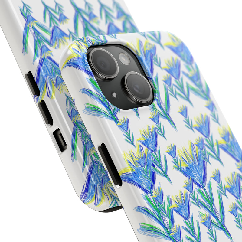 Blue Flower AOP Tough Phone Case