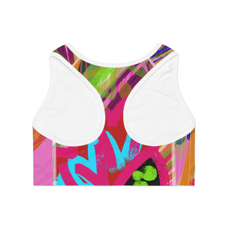 Abstract Frenzy Print Sports Bra (AOP)