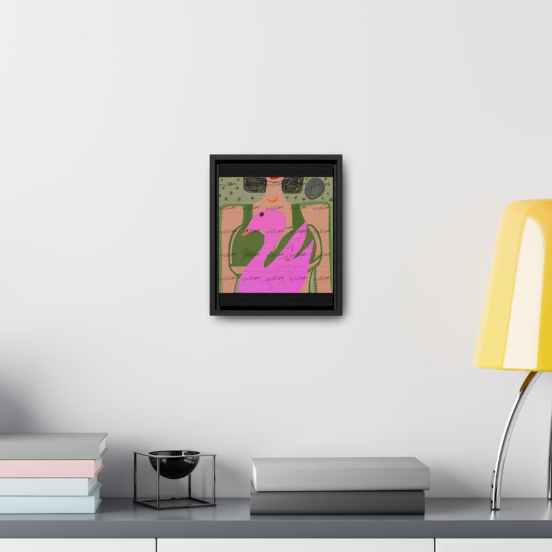 Lady & Flamingo Vertical Frame