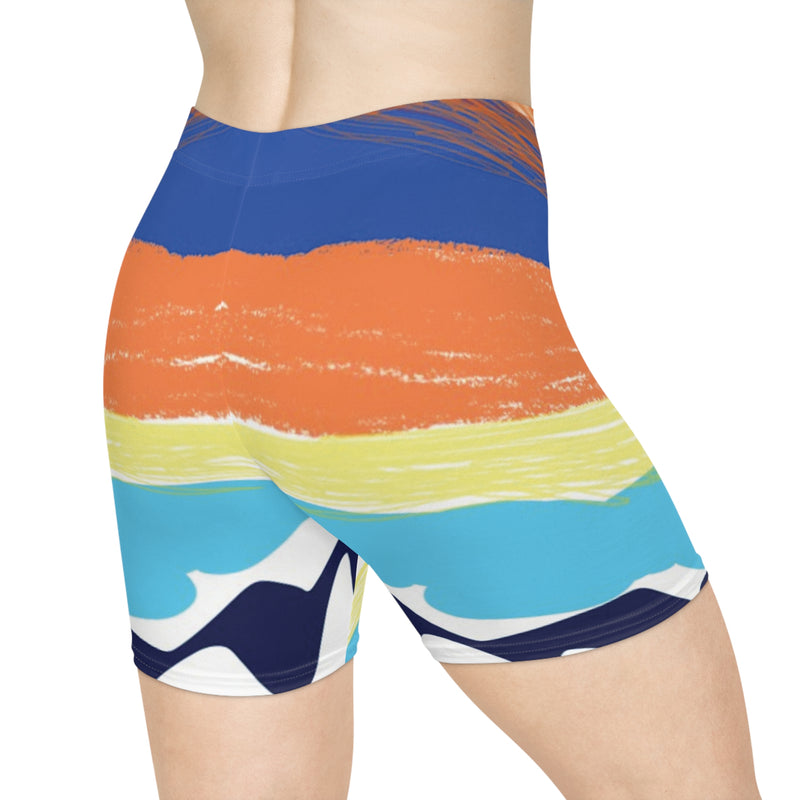 Color Sketch Lines  Women's Biker Shorts (AOP)