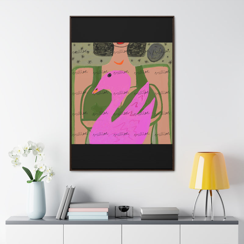 Lady & Flamingo Vertical Frame