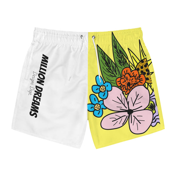 Yellow Flora Swim Trunks (AOP)