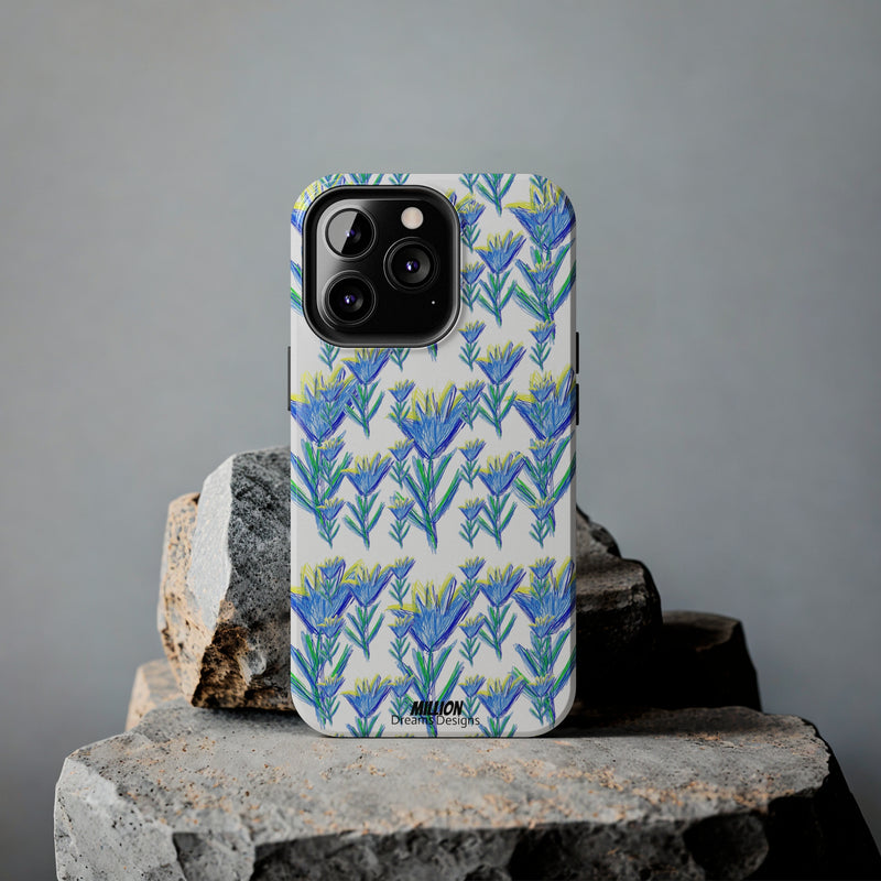 Blue Flower AOP Tough Phone Case