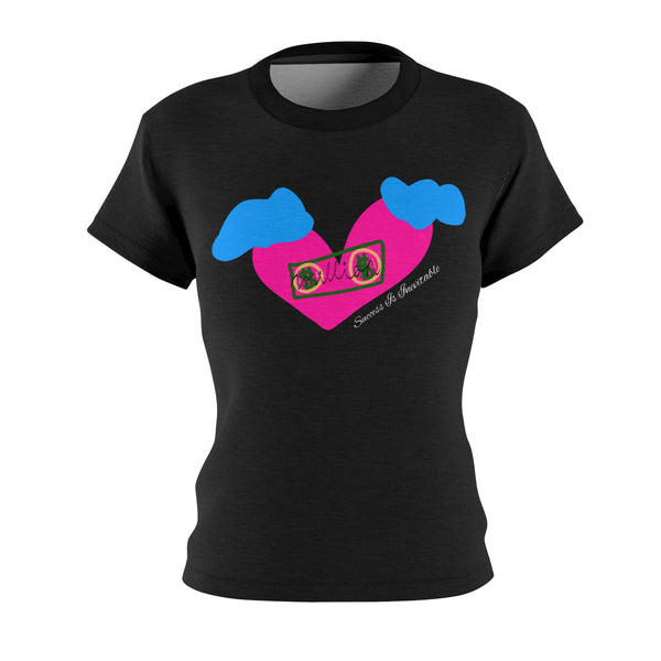 Success Is Inevitable Heart Graphic Women's Cut & Sew Tee (AOP)